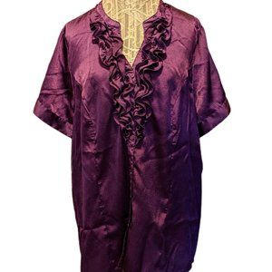 Lane Bryant Ruffled Purple Lavender Blouse Shirt Top Plus Sz 22/24 Dressy Boho